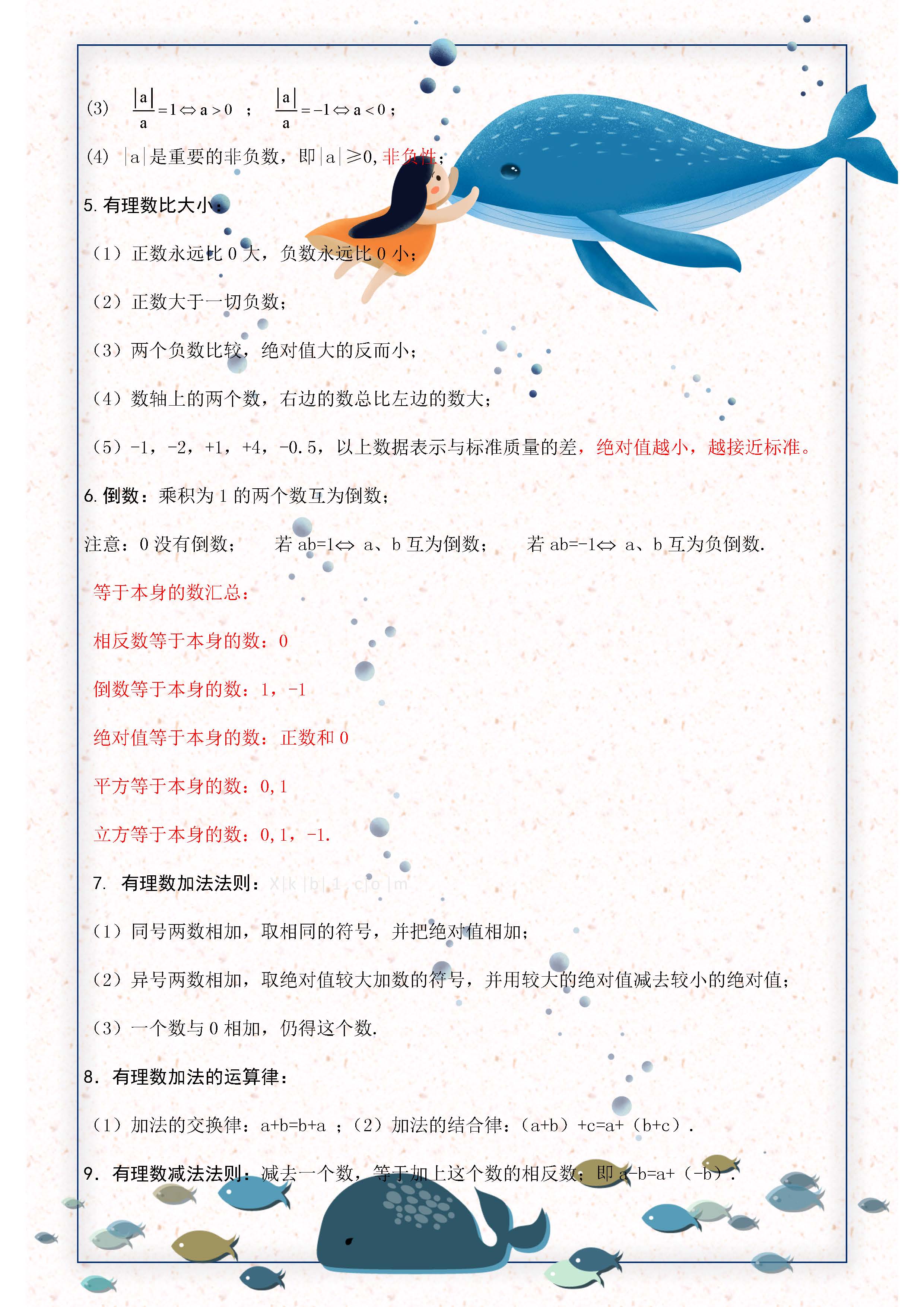 七年级数学上册必背知识点人教版,七年级数学上册人教版知识点总结