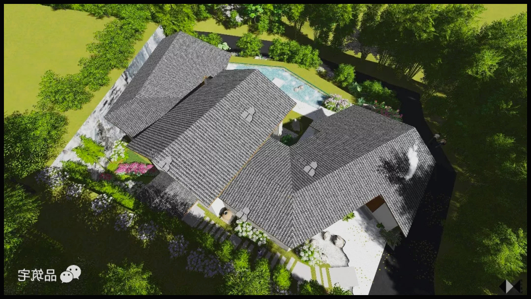 农村三合院五间正房效果图大全,2层中式三合院正房和厢房分开