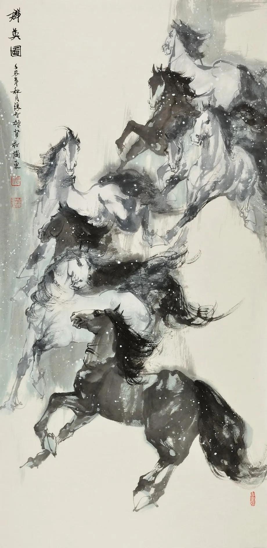 八骏雄风字画,名家精品国画八骏图