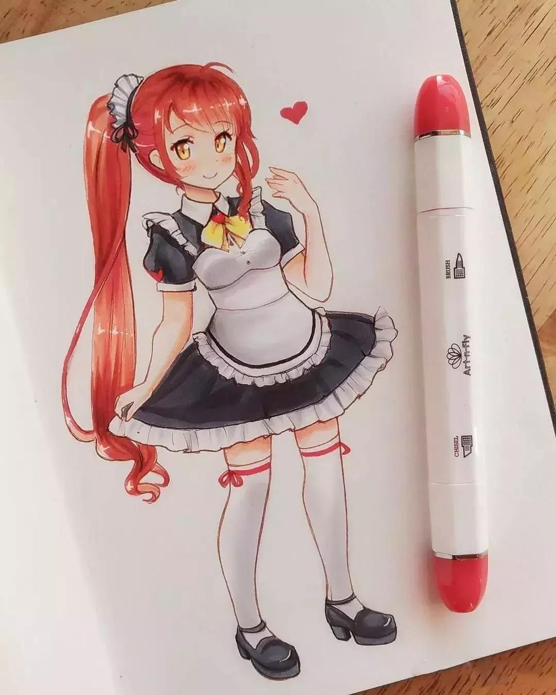 可爱动漫人物手绘马克笔,马克笔好看的动漫人物