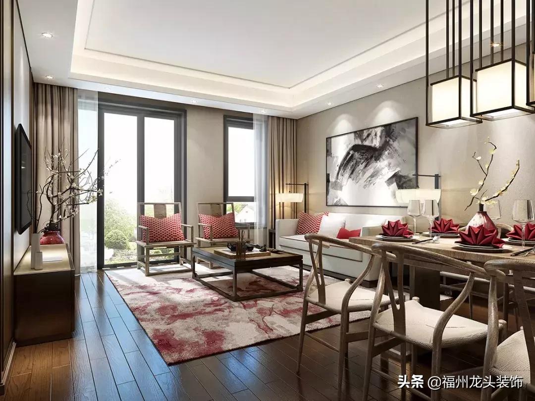 中式客厅大气,红木新中式客厅大气