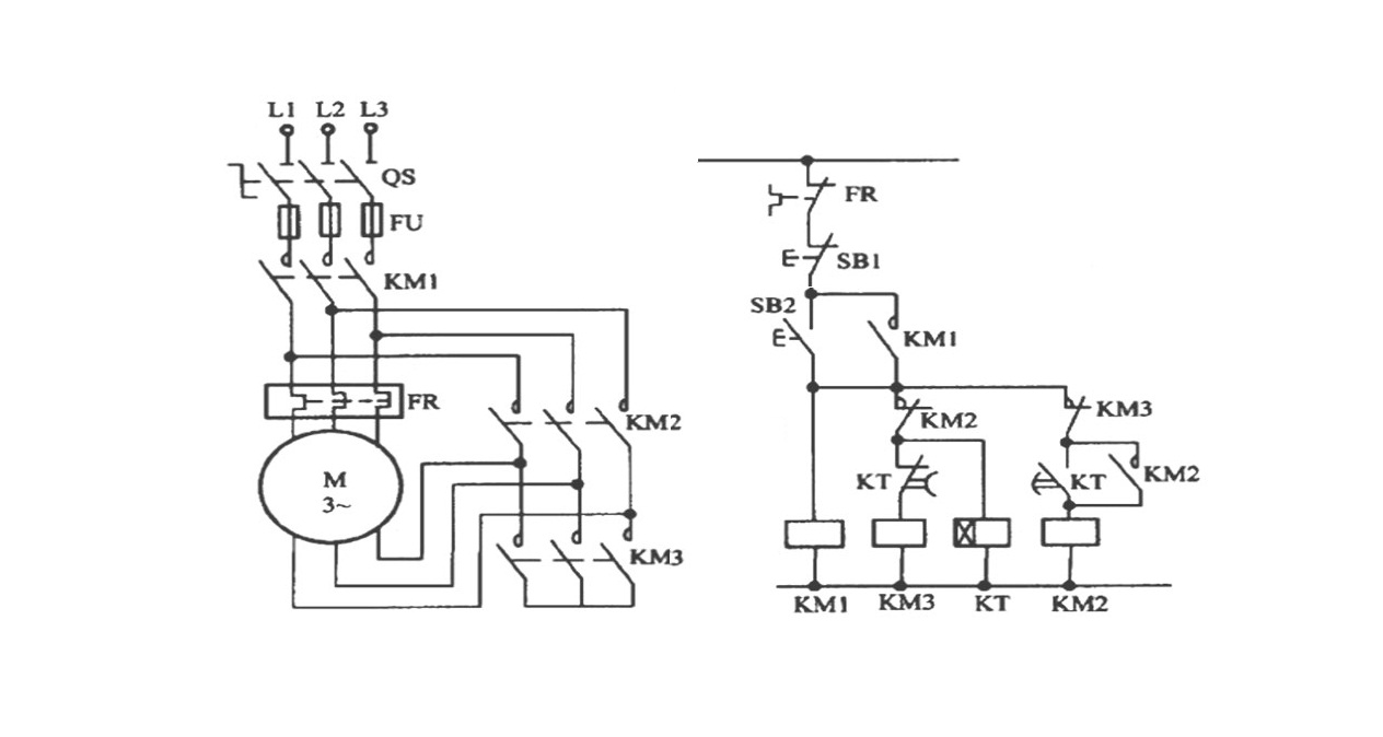 星三角正反转实物图接法,星三角正反转电路图