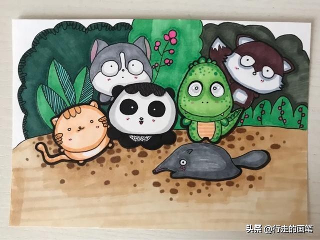 怎么用马克笔画各种各样的小动物,马克笔手绘简单又漂亮的小动物