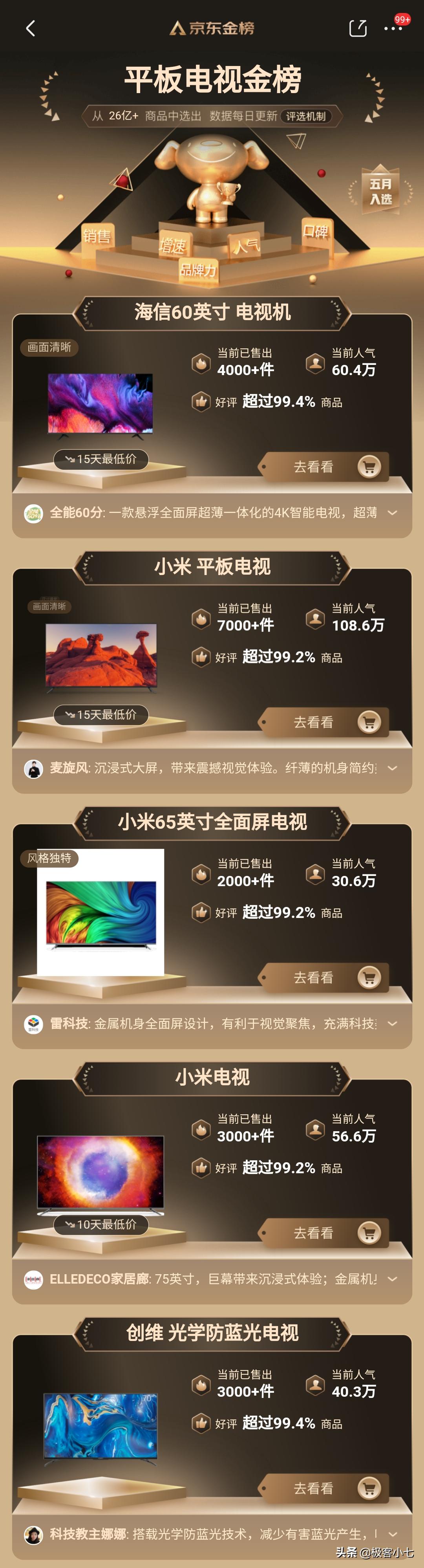 京东55寸小米电视价格,小米75寸液晶电视排名前十名