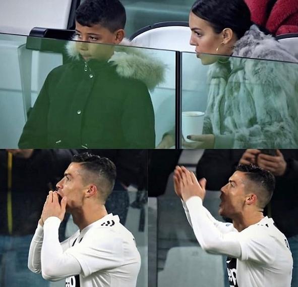 c罗进球后滑跪庆祝,c罗飞吻伊莲娜