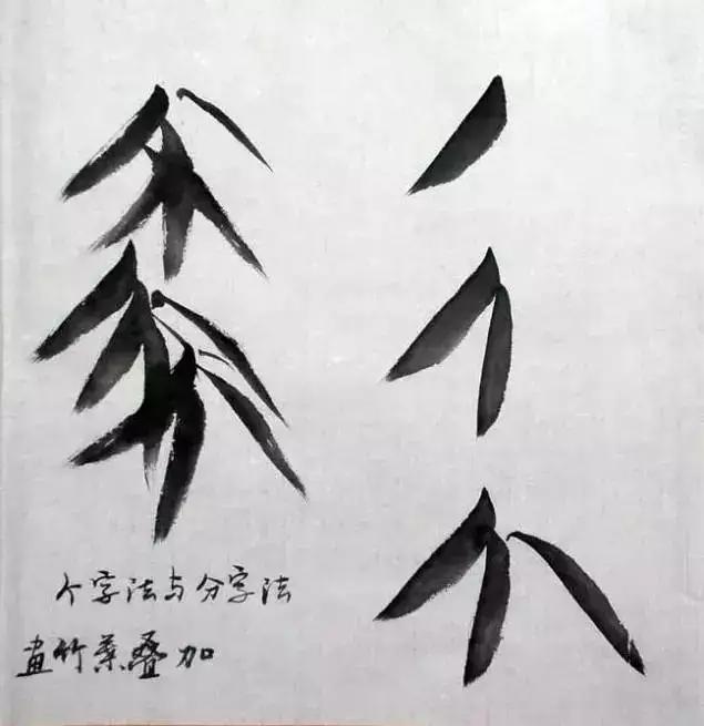 学画竹子的关键就是画竹叶,竹叶的画法及竹子完整画法