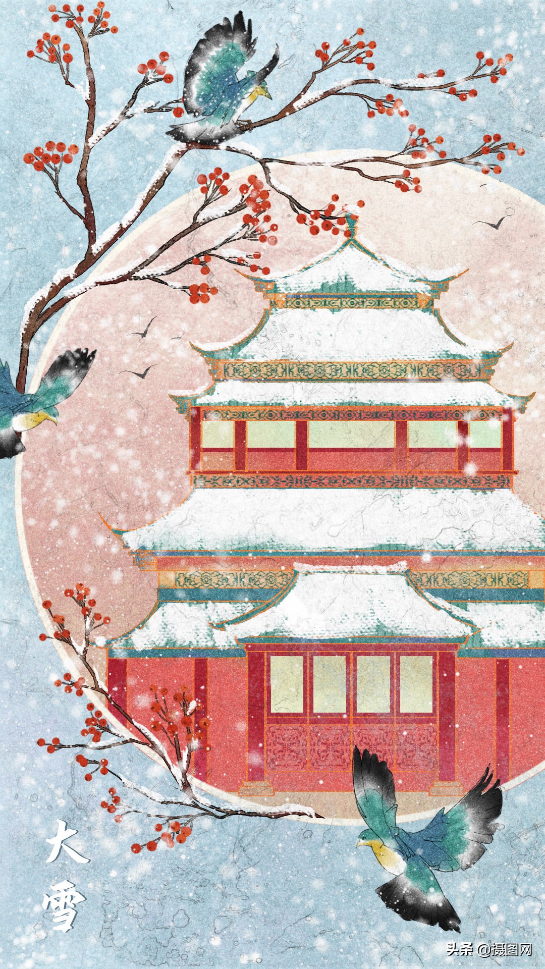 国潮插画水彩图集,水彩新国风插画壁纸