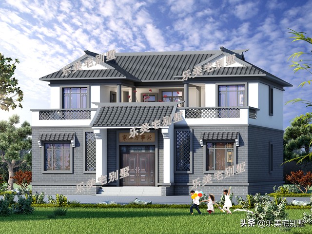 农村二层四合院自建房图纸,新中式二层四合院