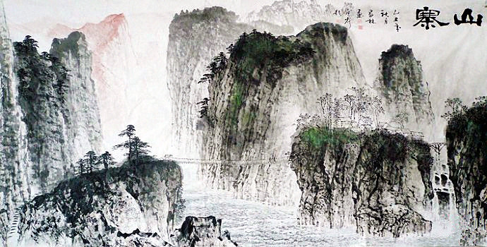 昌林水墨荷花国画,杨昌林山水画