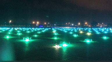 航拍深圳湾夜景,香港深圳夜景航拍震撼全景