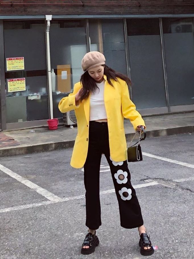 泫雅风破洞牛仔裤,泫雅破洞宽松九分直筒哈伦牛仔裤