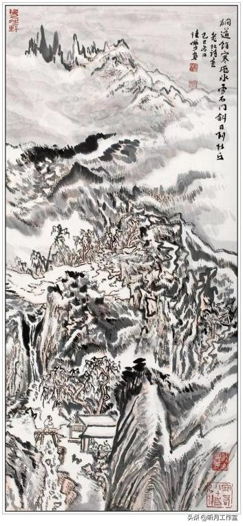 陆俨少山水画教学视频雁荡山写生,杨宝杰老师陆俨少大幅山水画鉴赏