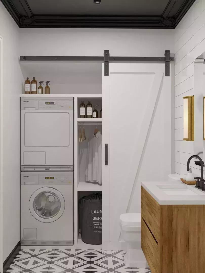 1.5x2.3米卫生间放洗衣机干湿分离,卫生间太小洗衣机怎么放置更合理