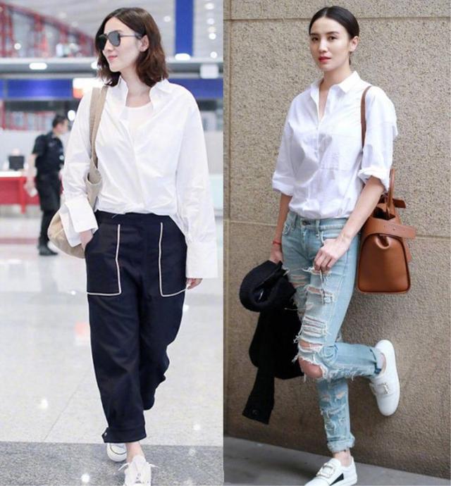 明星示范白衬衫时髦搭配,明星复古白衬衫搭配什么衣服
