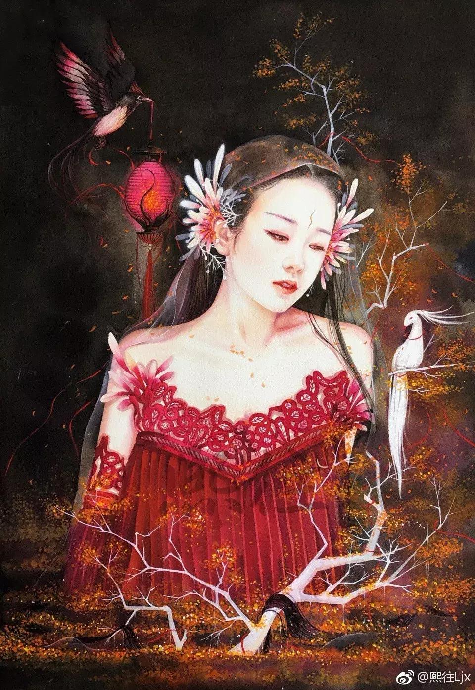 古风绘画线描,100张绝美古风女线描手绘