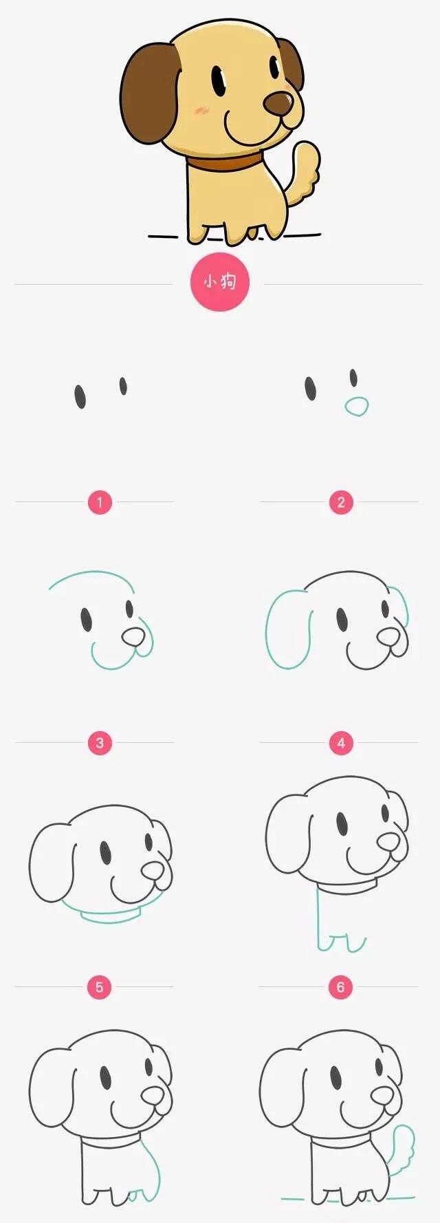 小狗简笔画ins风简单又好看图片,简单又超凶的小狗简笔画图片图文