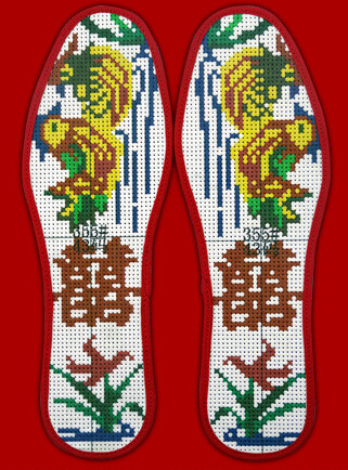 手工艺术鞋垫怎么绣,针孔手工艺术鞋垫