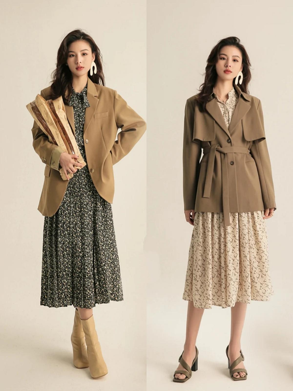 冬天的碎花裙怎么穿搭更好看,春天碎花开叉裙