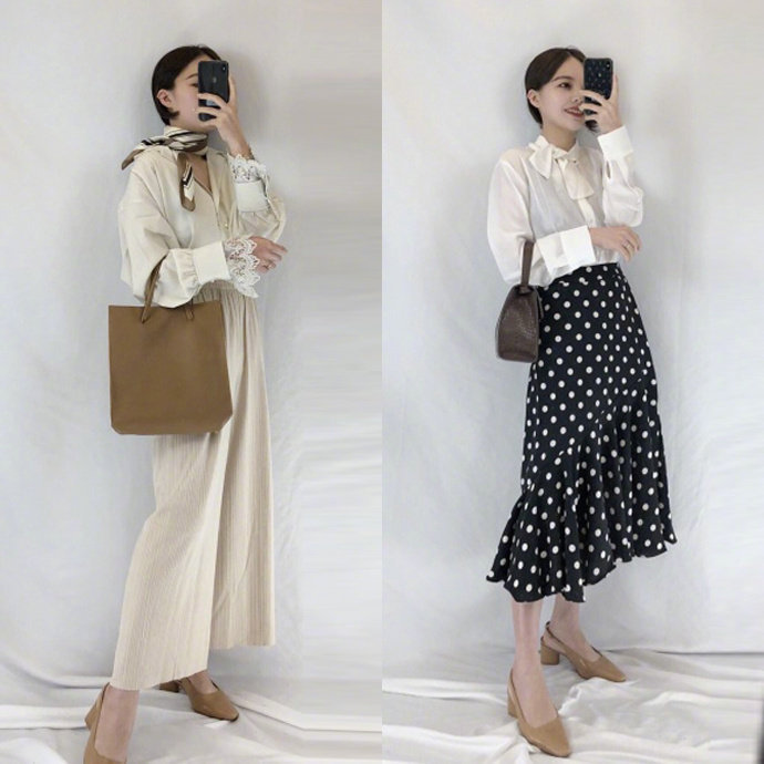 显瘦简约风单穿衬衫搭配牛仔裙,宽松衬衫配半身裙上演春的活力