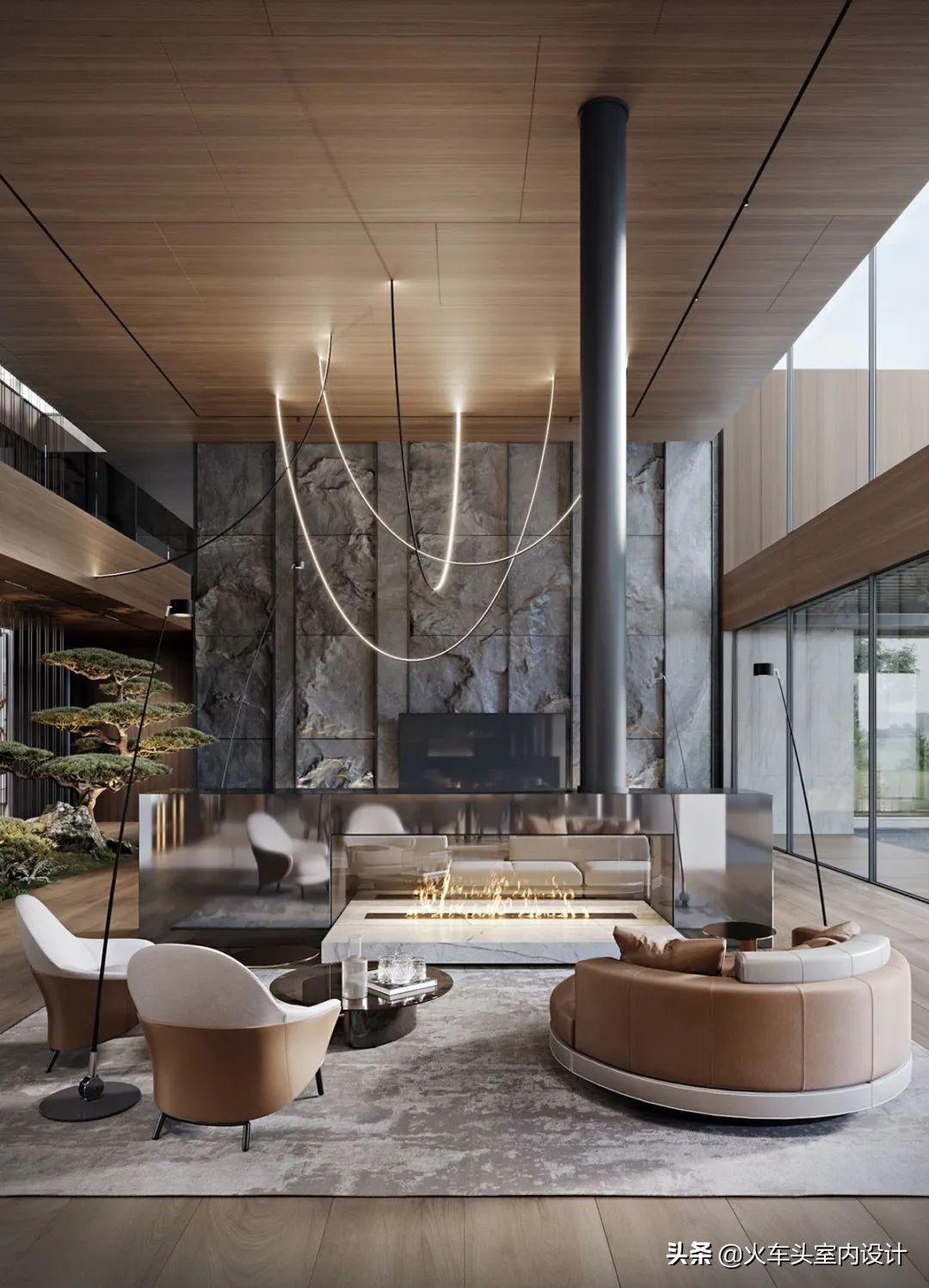 80款挑空客厅设计,大宅就该有这气势