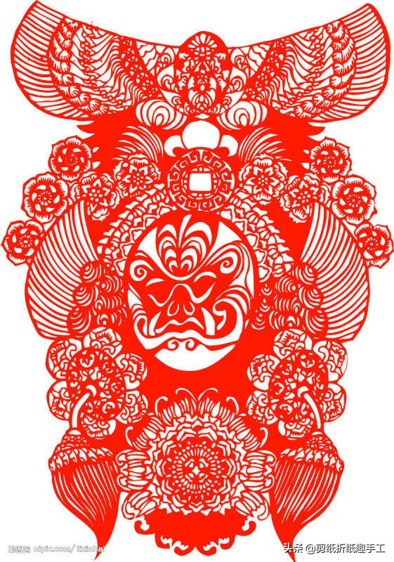 民俗剪纸戏曲脸谱剪纸图案欣赏,花旦脸谱简笔画简单又好看剪纸
