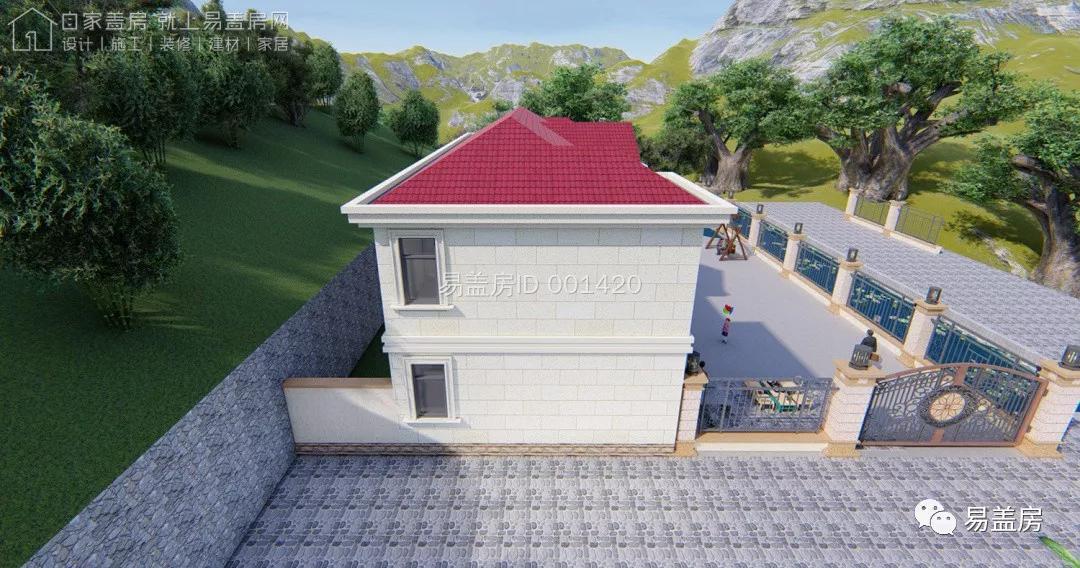 80平米经典欧式二层小别墅设计图,13.6米面宽带小院的欧式二层别墅