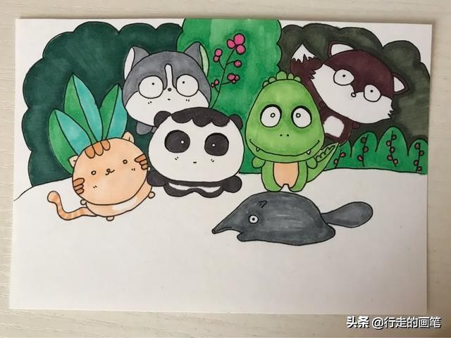 怎么用马克笔画各种各样的小动物,马克笔手绘简单又漂亮的小动物