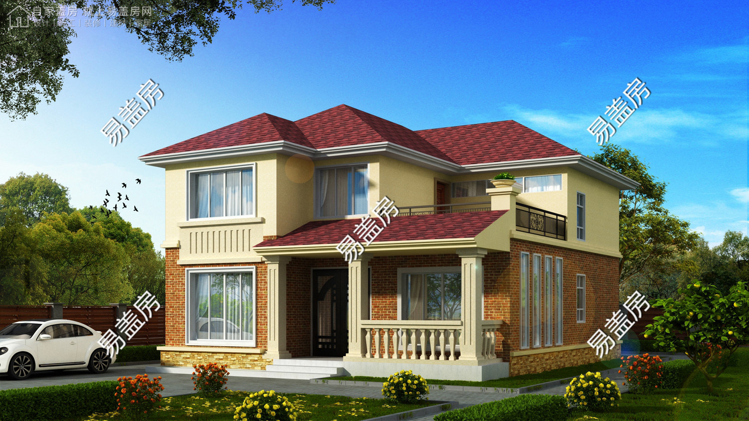 宽9.5米进深11米别墅,开间9.3米进深11.5米布局