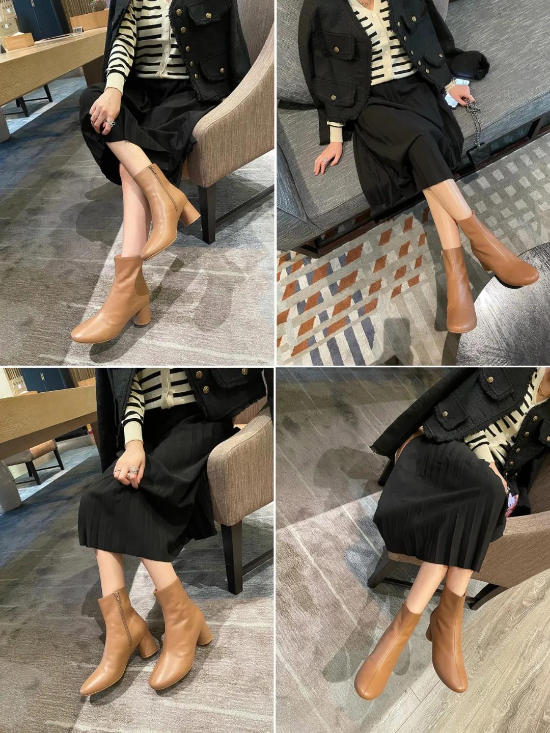 时髦大气的短靴整个look气场提升,牛仔裤短靴入冬正流行好看又高级