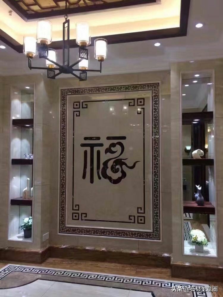 大理石地面水刀拼花效果图,100多平方水刀拼花图片