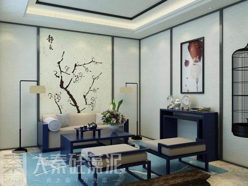 硅藻泥中式背景墙效果图客厅,硅藻泥电视背景墙新中式