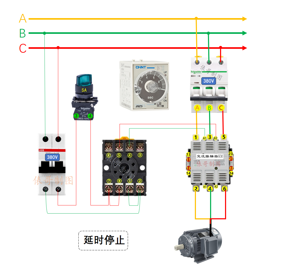 jss48a时间继电器实物接线图,搅拌机水泵时间继电器380伏接线图