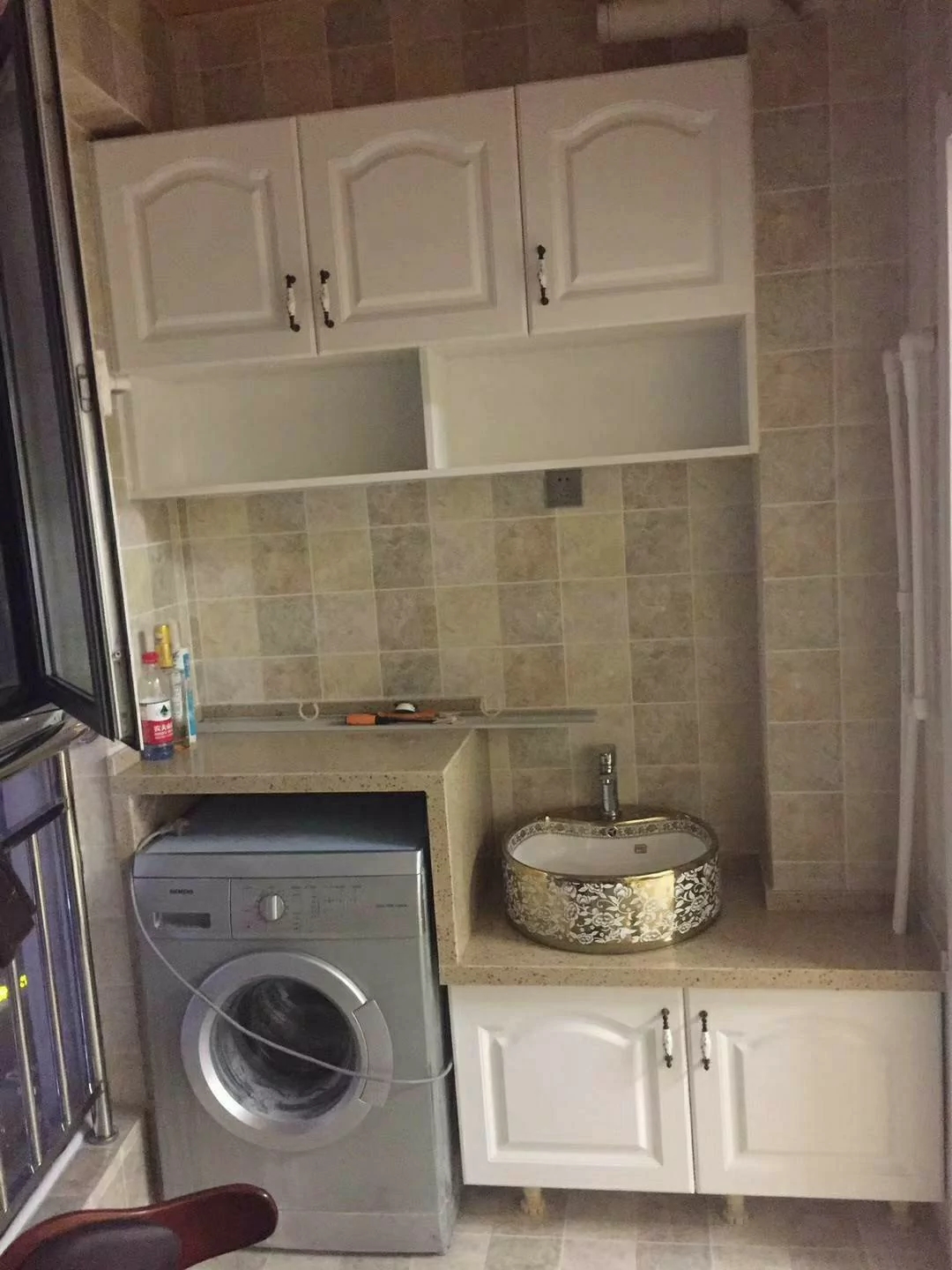 阳台1.2米洗衣机柜洗手盆一体,阳台洗衣机柜怎么选便宜