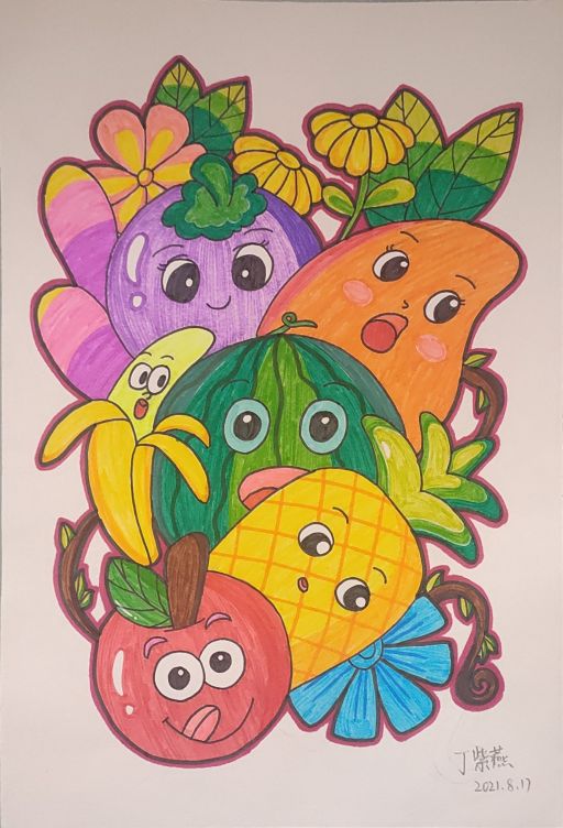 暑期儿童画作品,暑假安全我知道儿童画