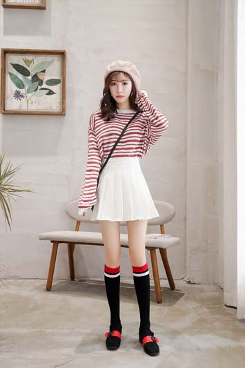 无骨过膝袜女秋冬季日系长筒袜,小腿袜女ins潮黑色蝴蝶结装饰