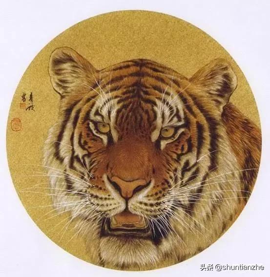 工笔老虎技法教学视频,工笔老虎胸毛的撕毛法