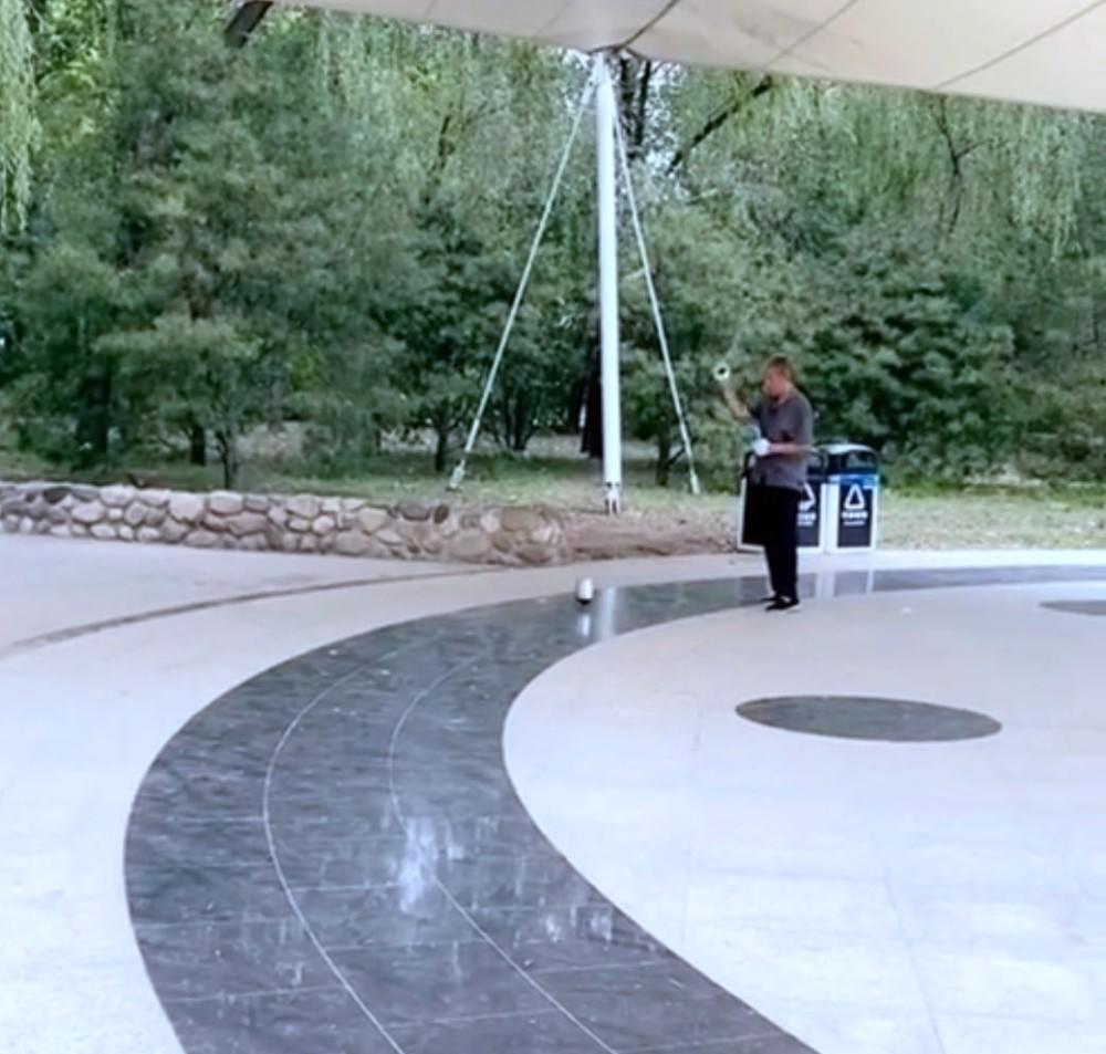 章泽天谈公园抽陀螺,章泽天教大爷抽陀螺