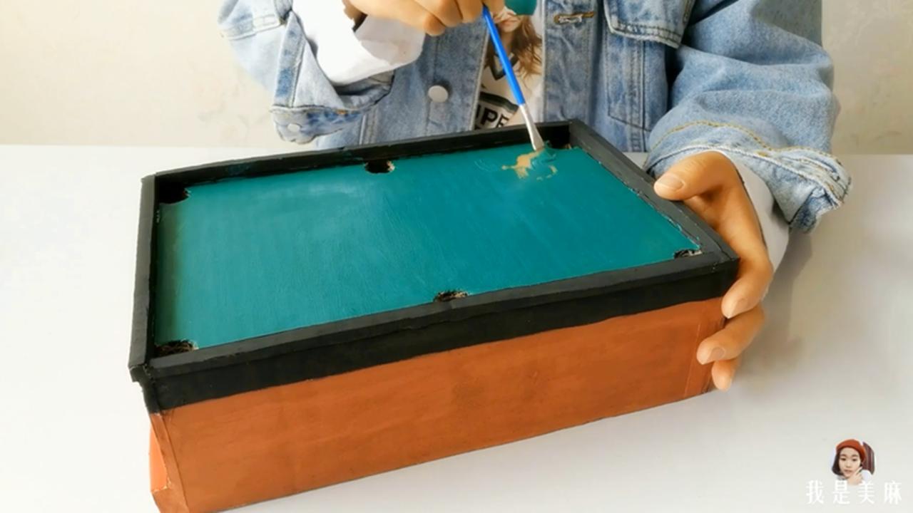 手工自制台球练习桌,手工打造一台台球桌