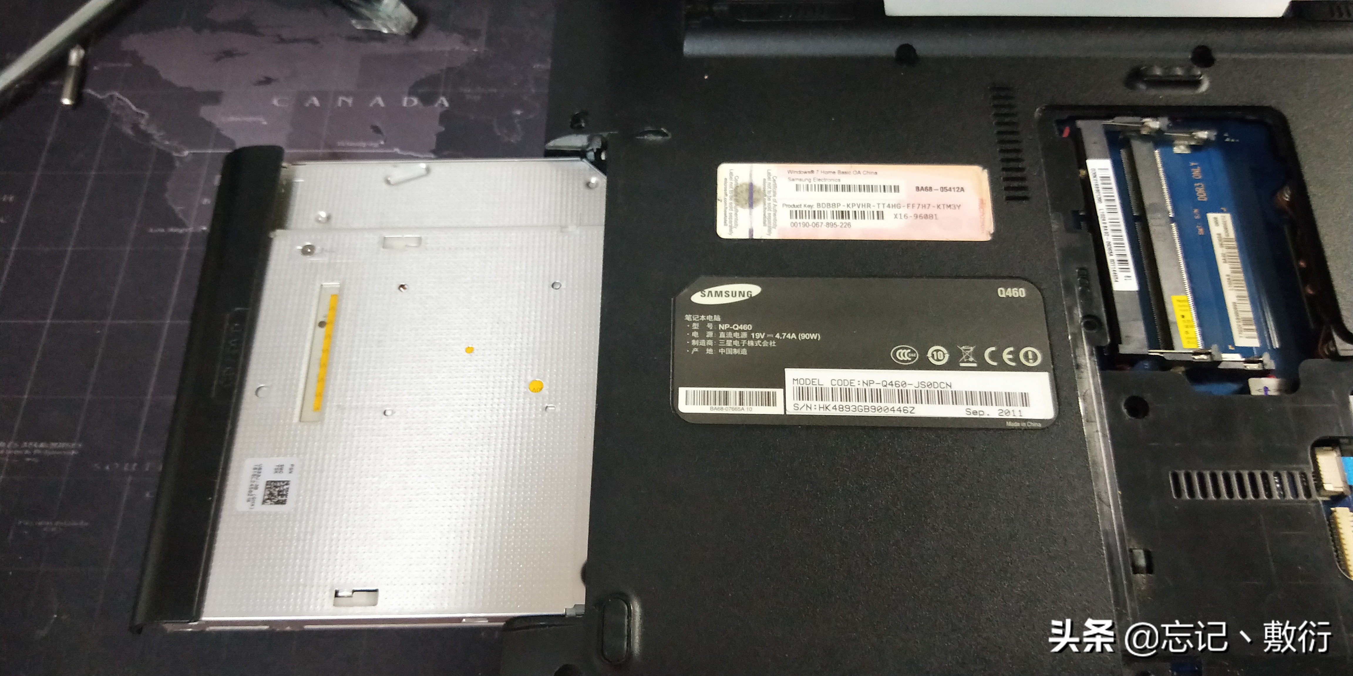 更换三星笔记本（q460）键盘，为了换个键盘把整个笔记本拆了稀碎