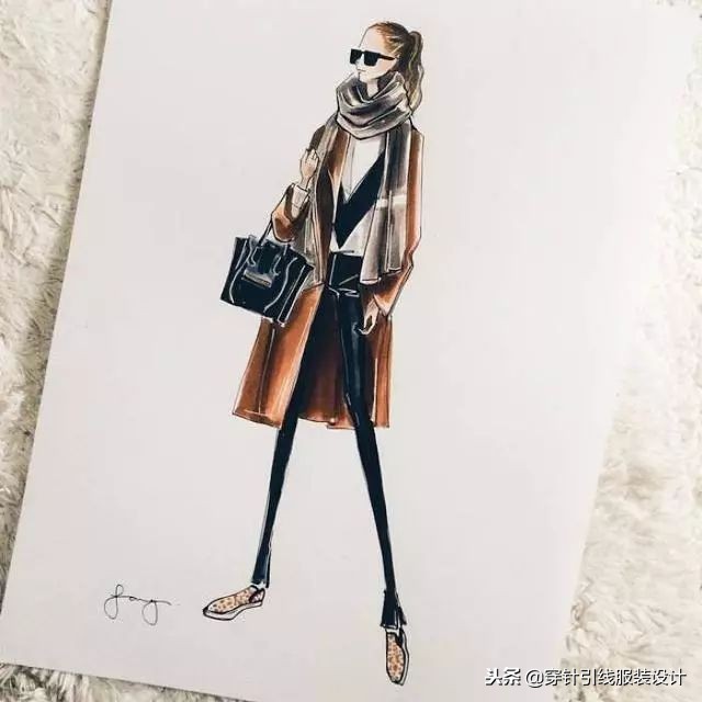 超好看的衣服手绘,服装琴瑟主题手绘效果图