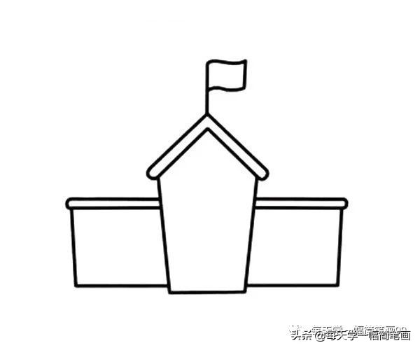 怎么画学校简笔画教程简单又漂亮,简笔画学校的画法图片