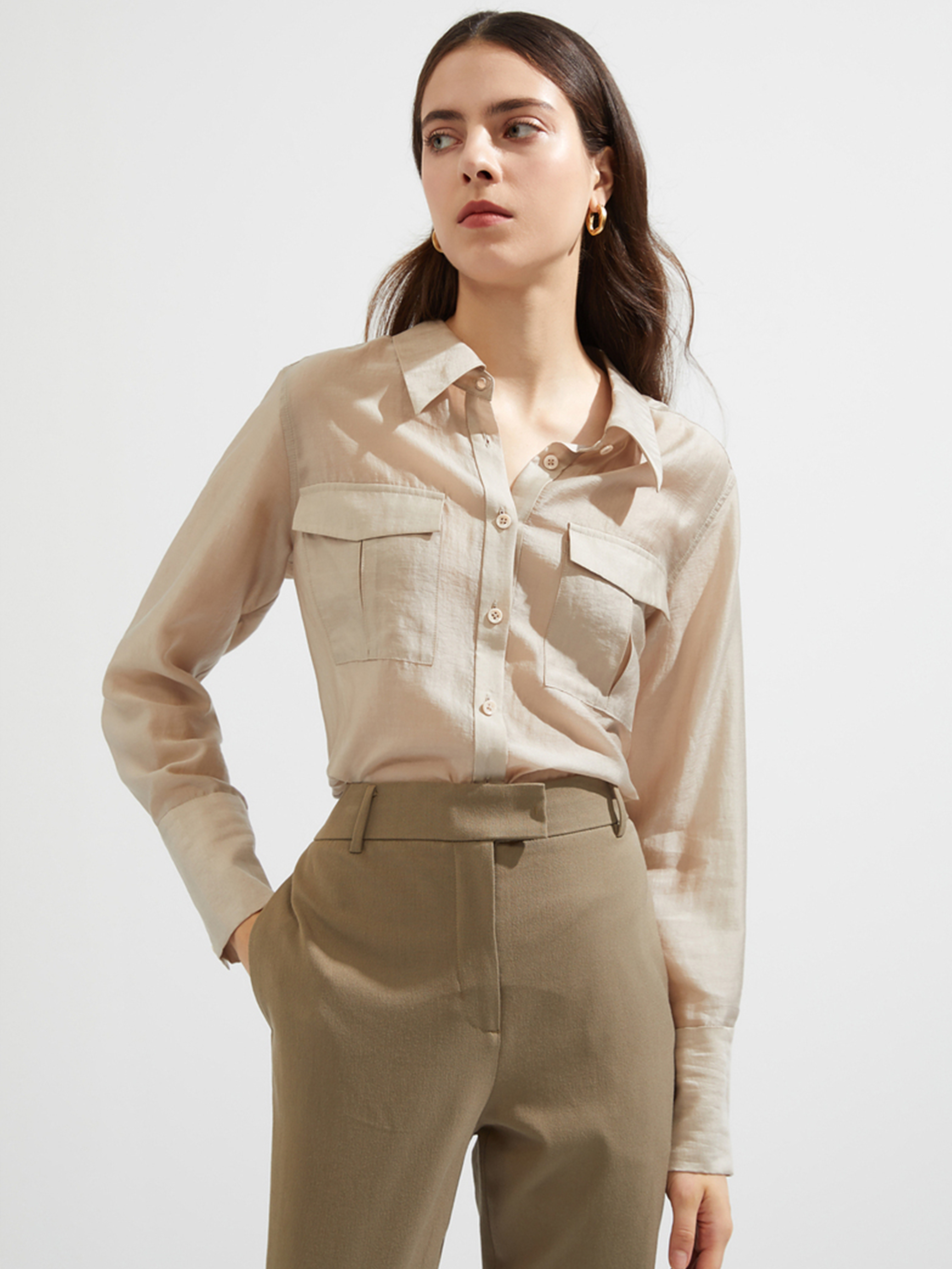 朗姿lncy优雅穿搭,朗姿法式简奢衬衫