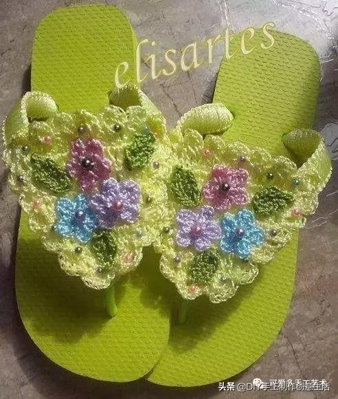 旧鞋底改造钩针鞋教程,手工钩鞋教程春夏季椰子鞋