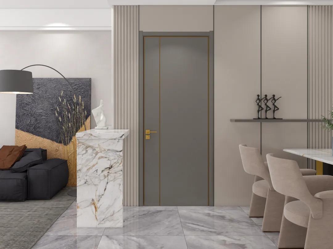 齐柏林灰色木门配什么颜色墙好看,灰色系简约木门