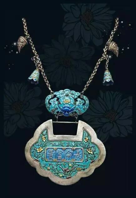 古法方形金锁,清代老银制长命锁