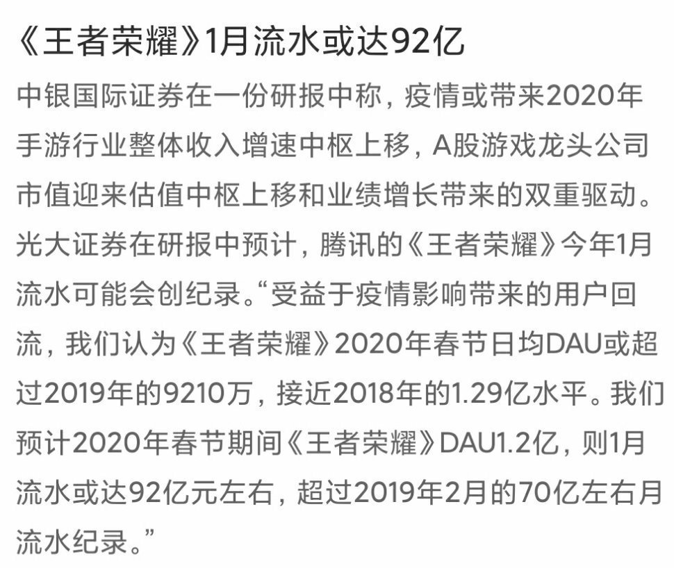 王者荣耀2021年1月营收全球登顶,王者荣耀1月全球总收入25亿美元