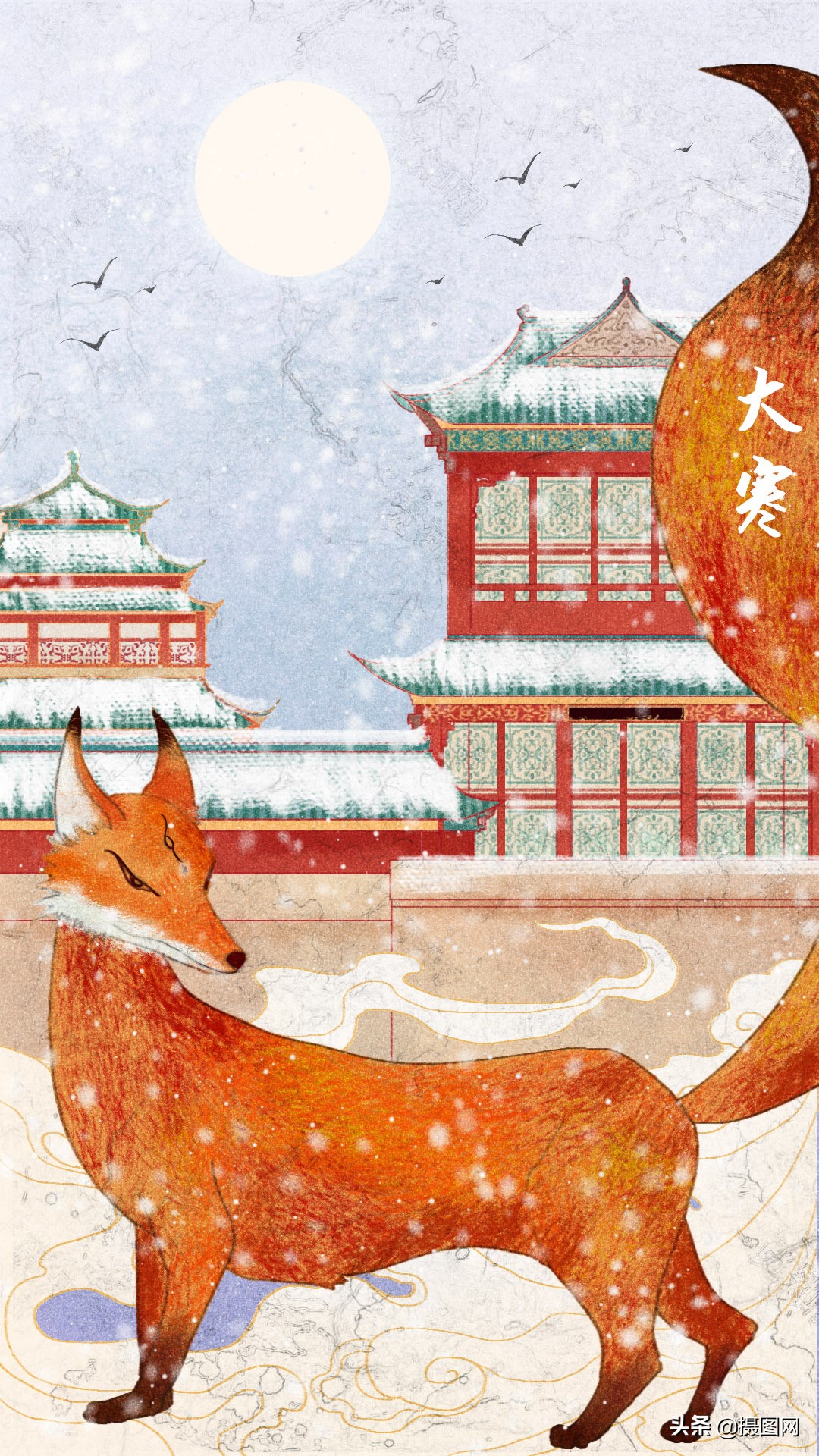 国潮插画水彩图集,水彩新国风插画壁纸