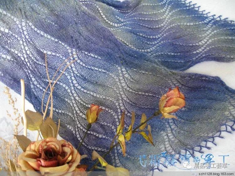 鑫妈手工双色波浪花围巾的织法,漂亮的波浪花样的围巾织法