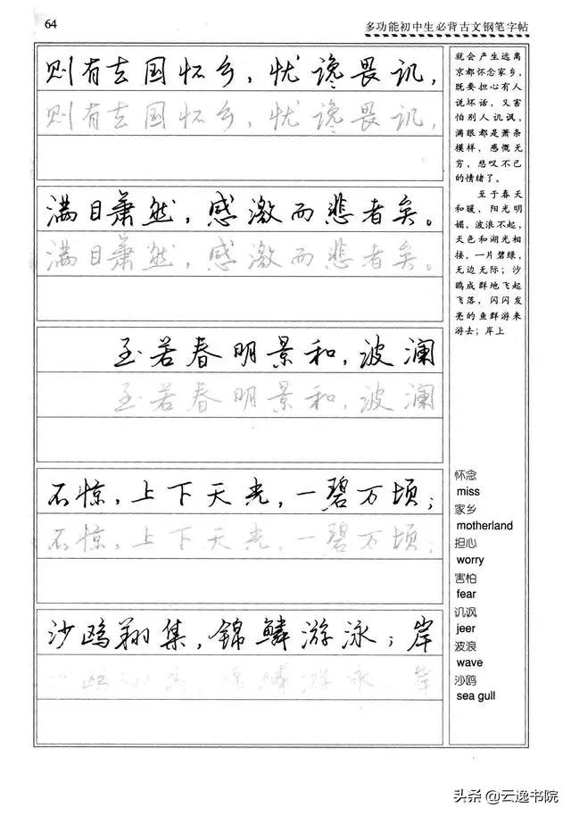 钢笔行楷练习字帖图片,启功钢笔行楷字帖
