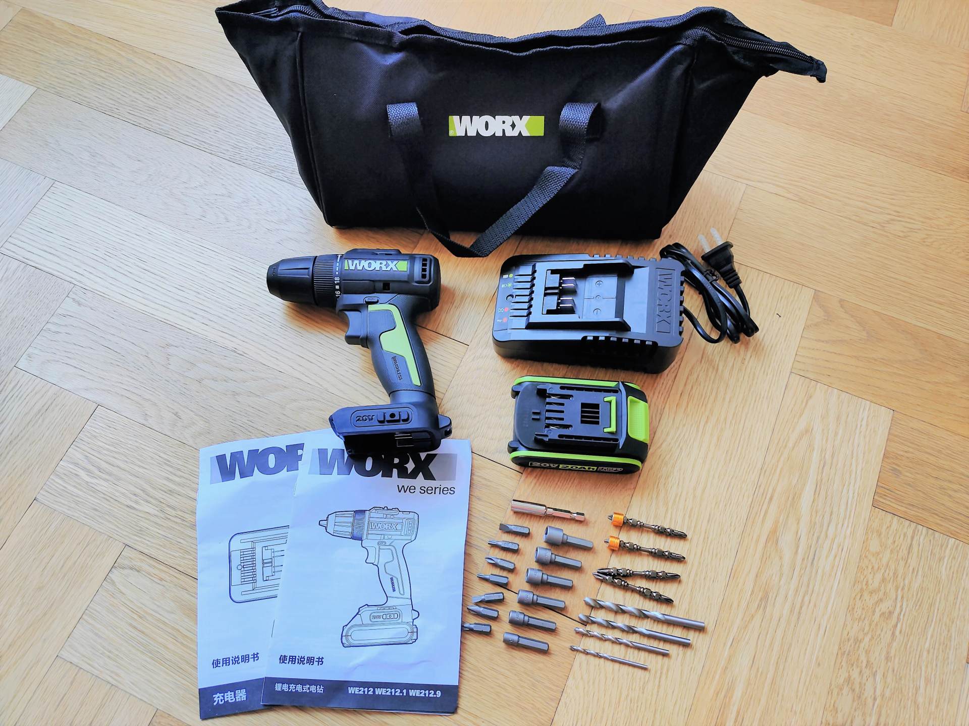 搬砖人的工具,WORX威克士20V锂电钻WE212